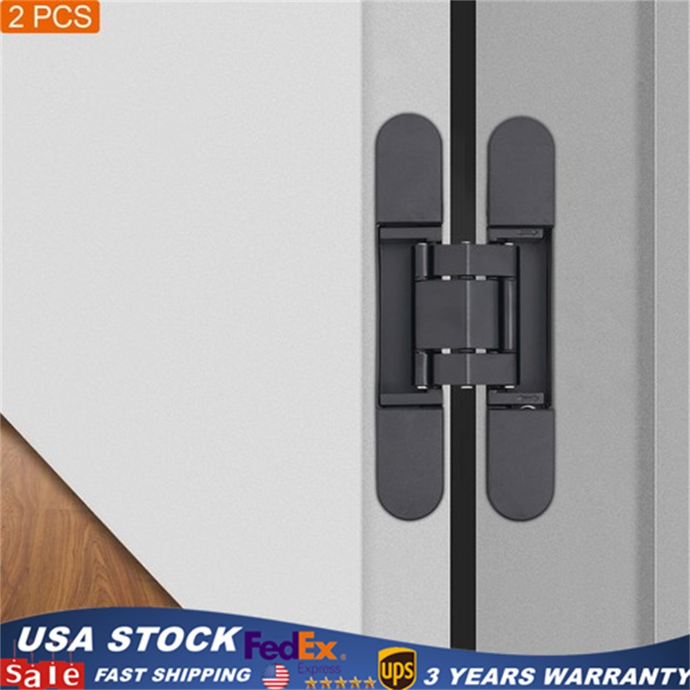 2 Pack of Door Hinges Black - 6 in Hidden Hinges for Wooden Door Security Door