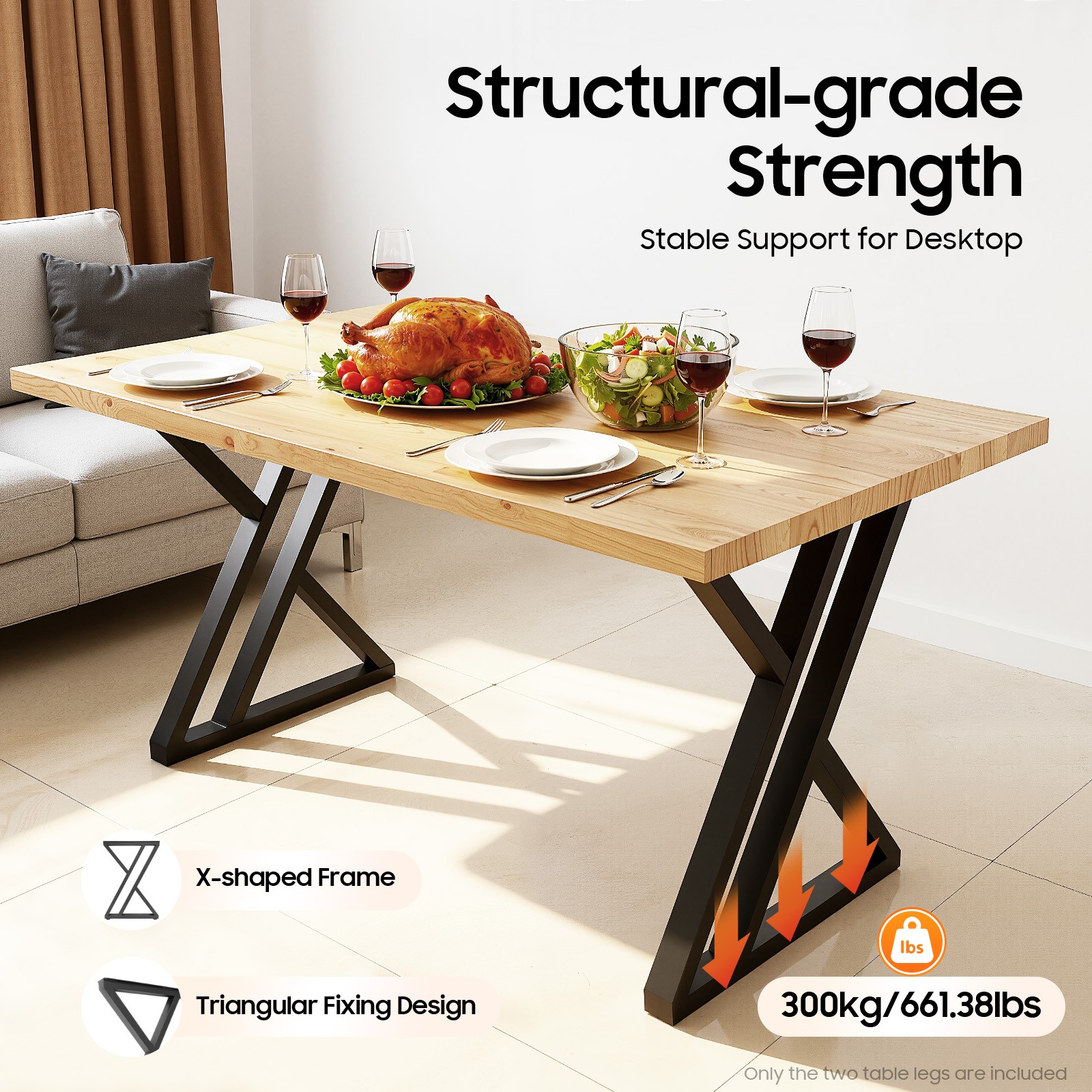 Modern Iron Table Legs X-Shaped Desk Legs Metal Furniture Dining Table Legs 2PCS