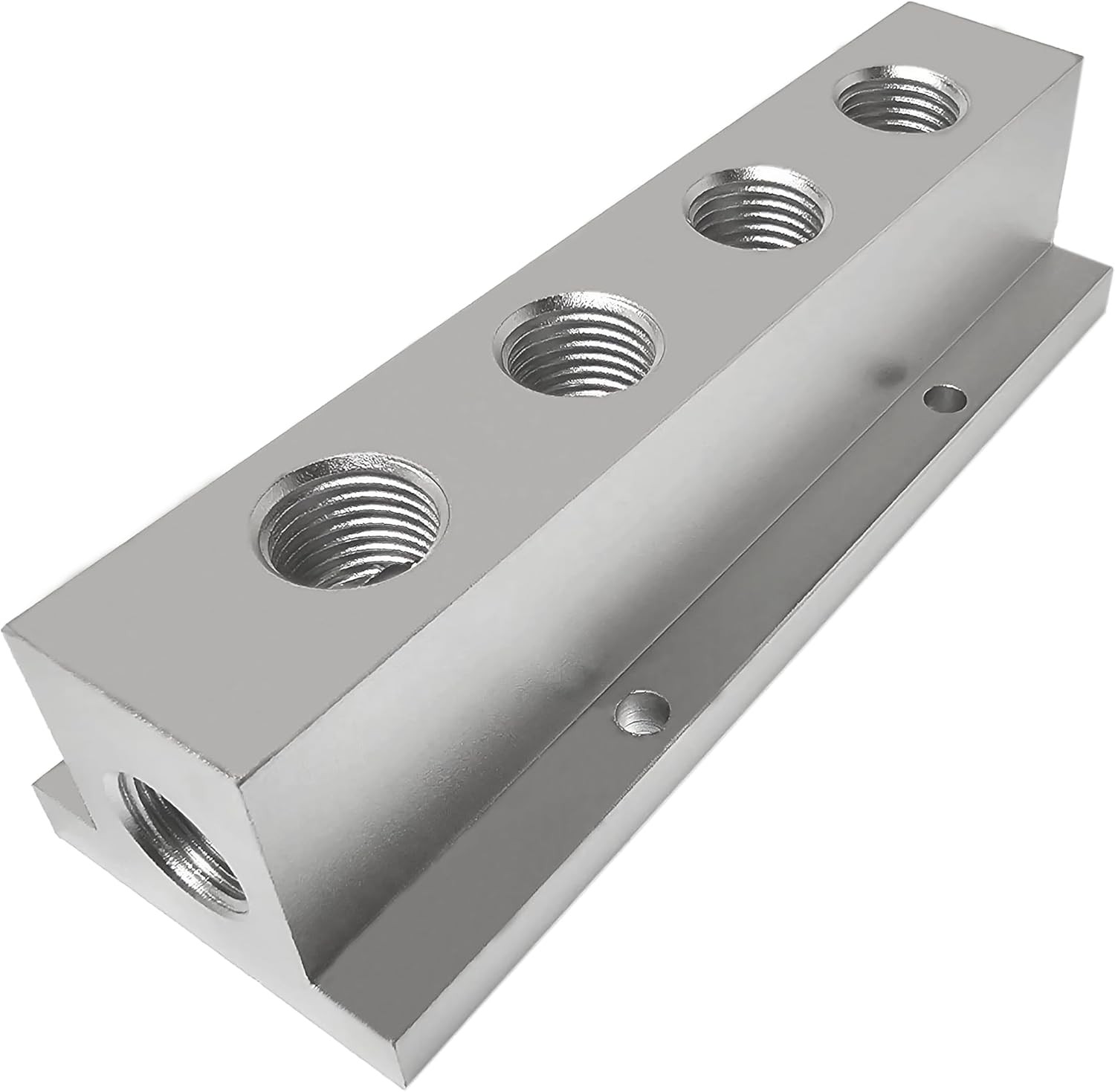 NACX Air Compressor Outlet, 4 Way 6 Port Pneumatic Manifold 4 Way, Silver