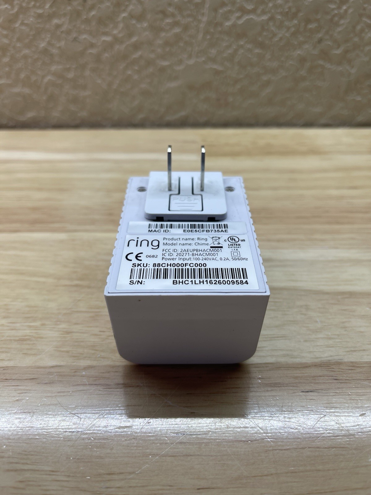 Ring Chime 1st Gen Ring Door Bell White Outlet Plug In