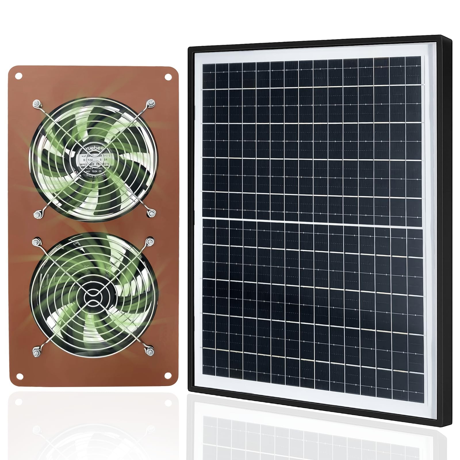 Zivif 20W Solar Panel Fan Kit, Dual 3500RPM Fans for Chicken Coop, Greenhouse...