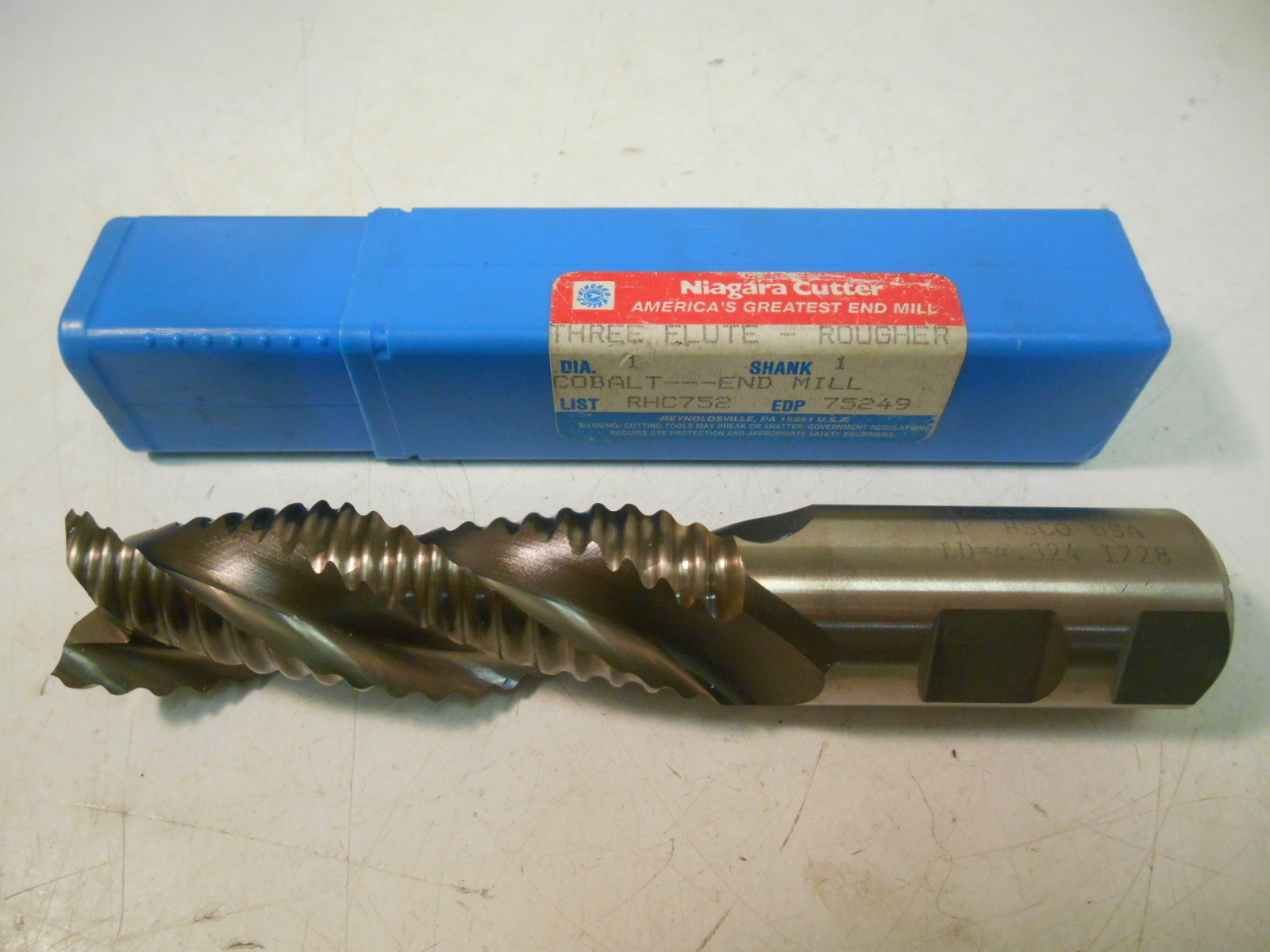 NIB Niagara 75249 Cobalt Steel End Mill: 1" Cut & Shank Dia, 5-1/2" OAL N75249