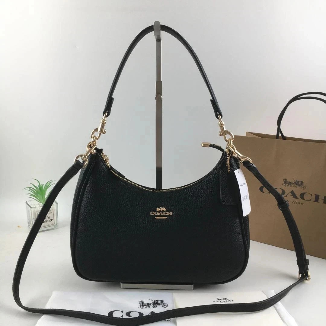 Coach Terrihobo Black Leather Women's Handbag CJ517 Shoulder Bag Fast Shipping