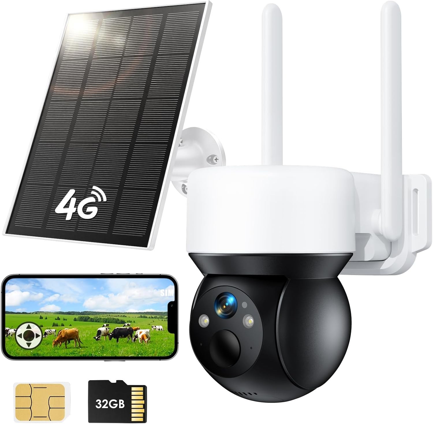 4G LTE Cellular Solar Security Camera Wireless Outdoor, No WiFi Security Camera