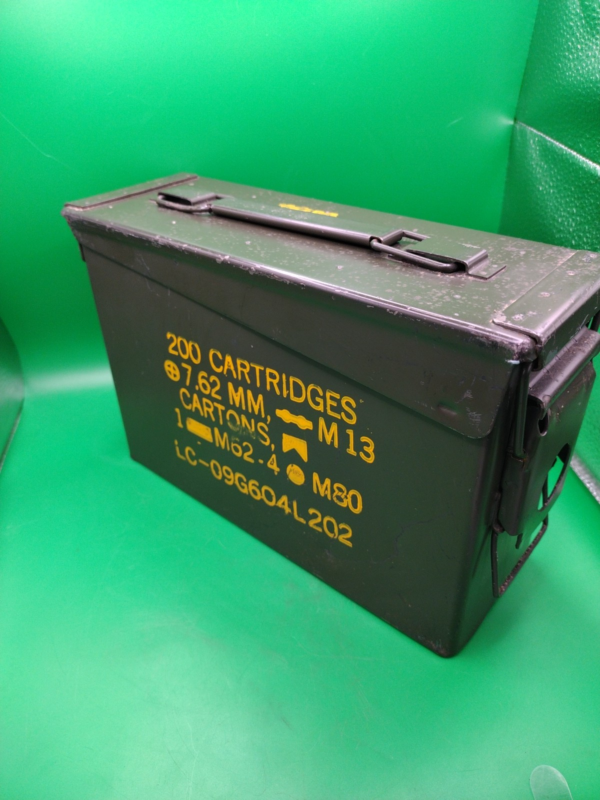 VTG 7.62 MM 200 Cartridge M13 Military Metal Box/Case, 1-M62-4*M80, LC- 08F603L9