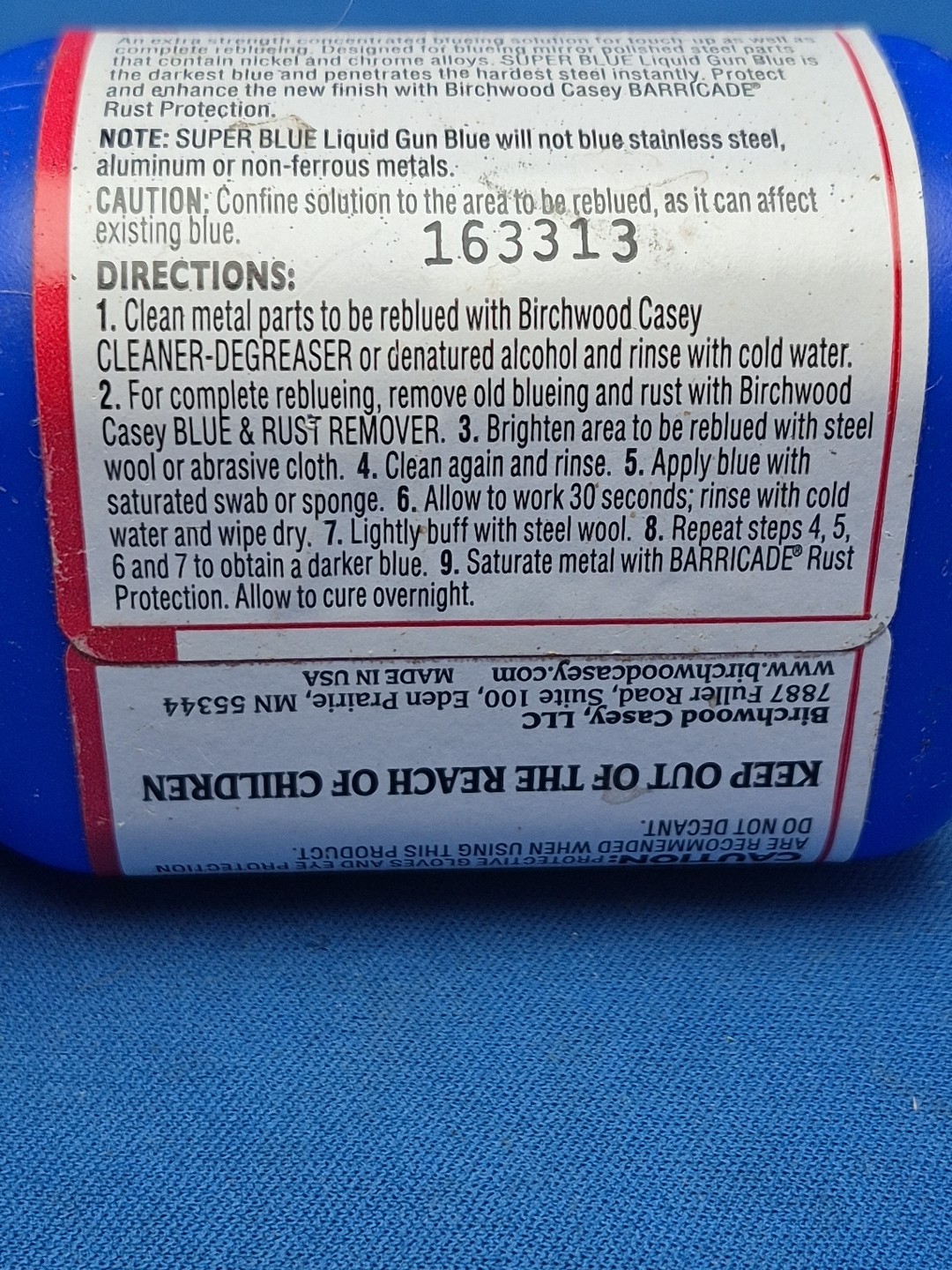 Birchwood Casey Super Blue - Liquid Gun Blue Solution NEW