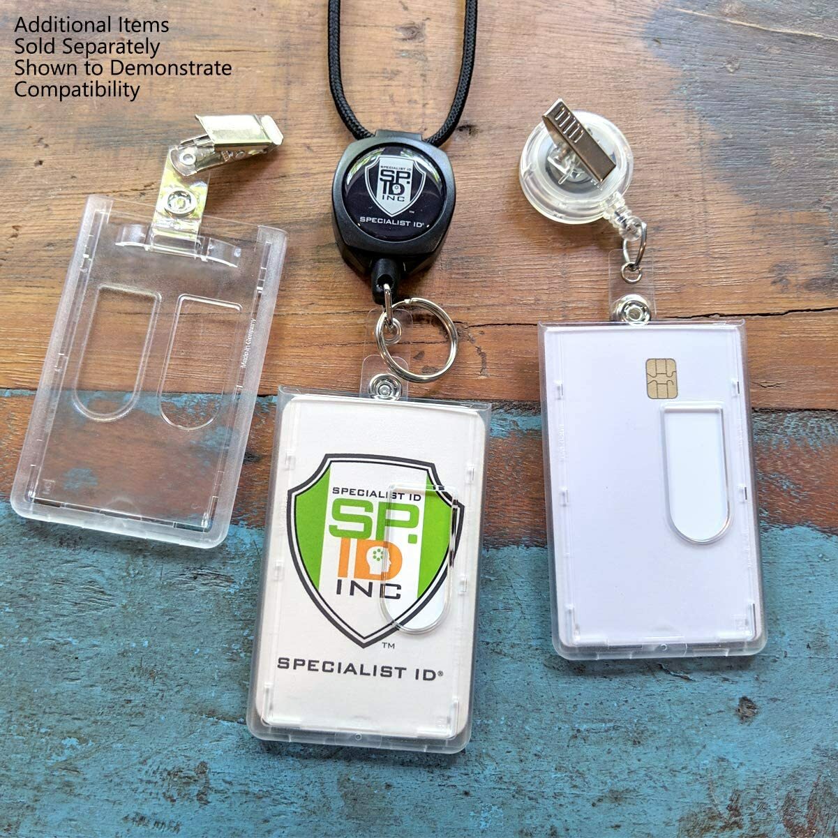 Rigid / Hard Plastic Two Card Vertical ID Badge Holder w/ Thumb Holes - Top Load