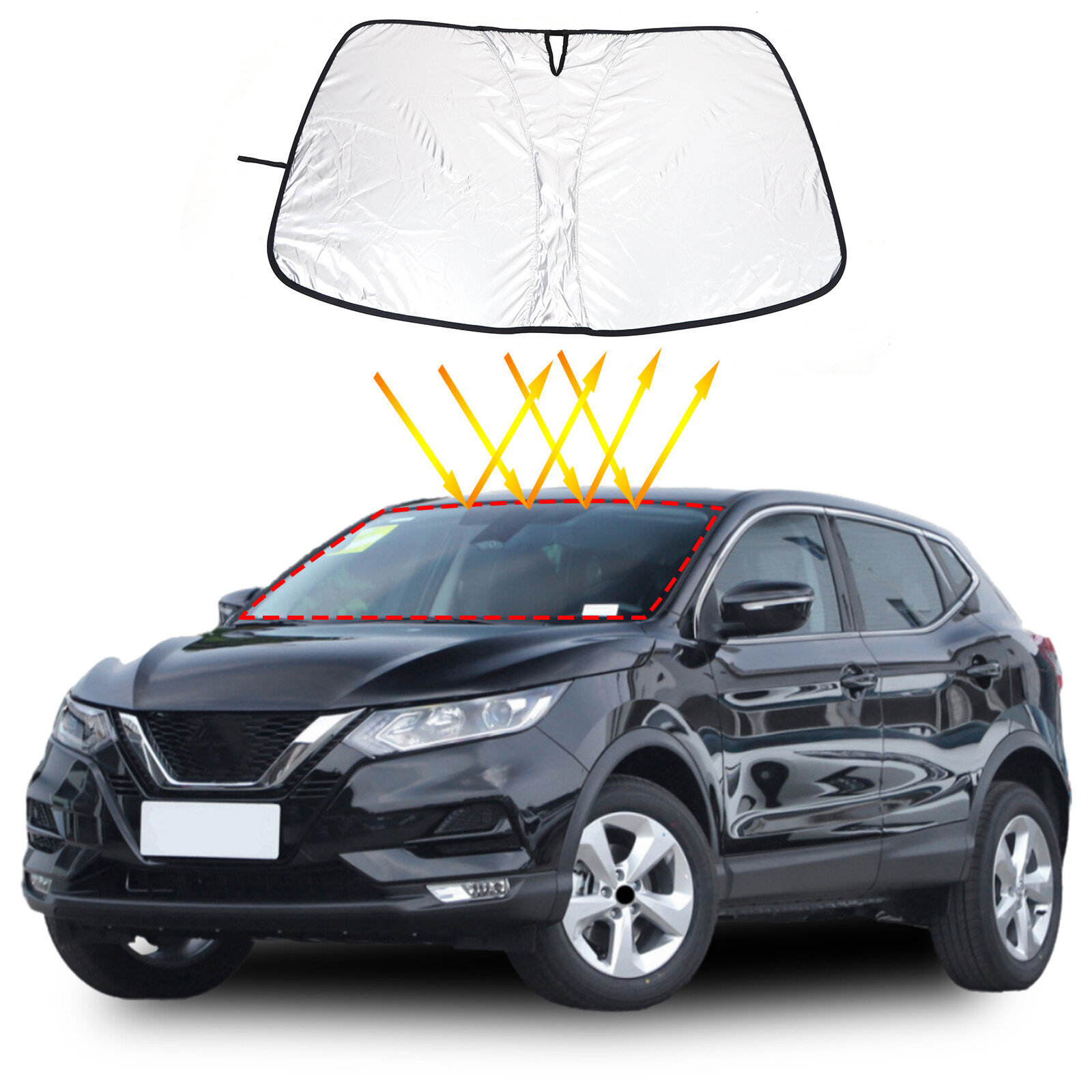 Front Windshield Sunshade UV Block Visor Cover For Nissan Qashqai 2016-2022