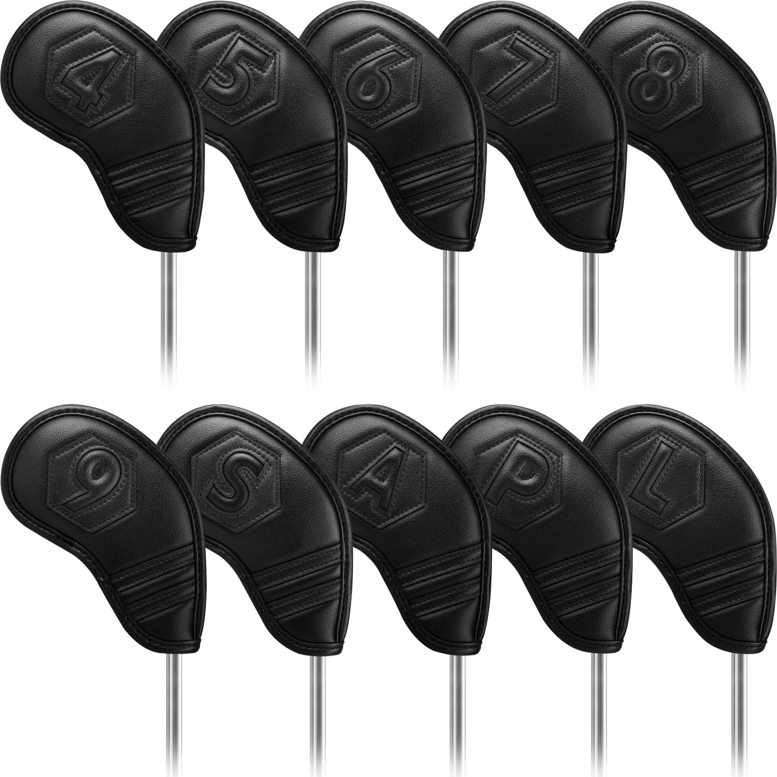 Golf Iron Covers Set 10 Pcs Magnetic Headcovers Classic Black