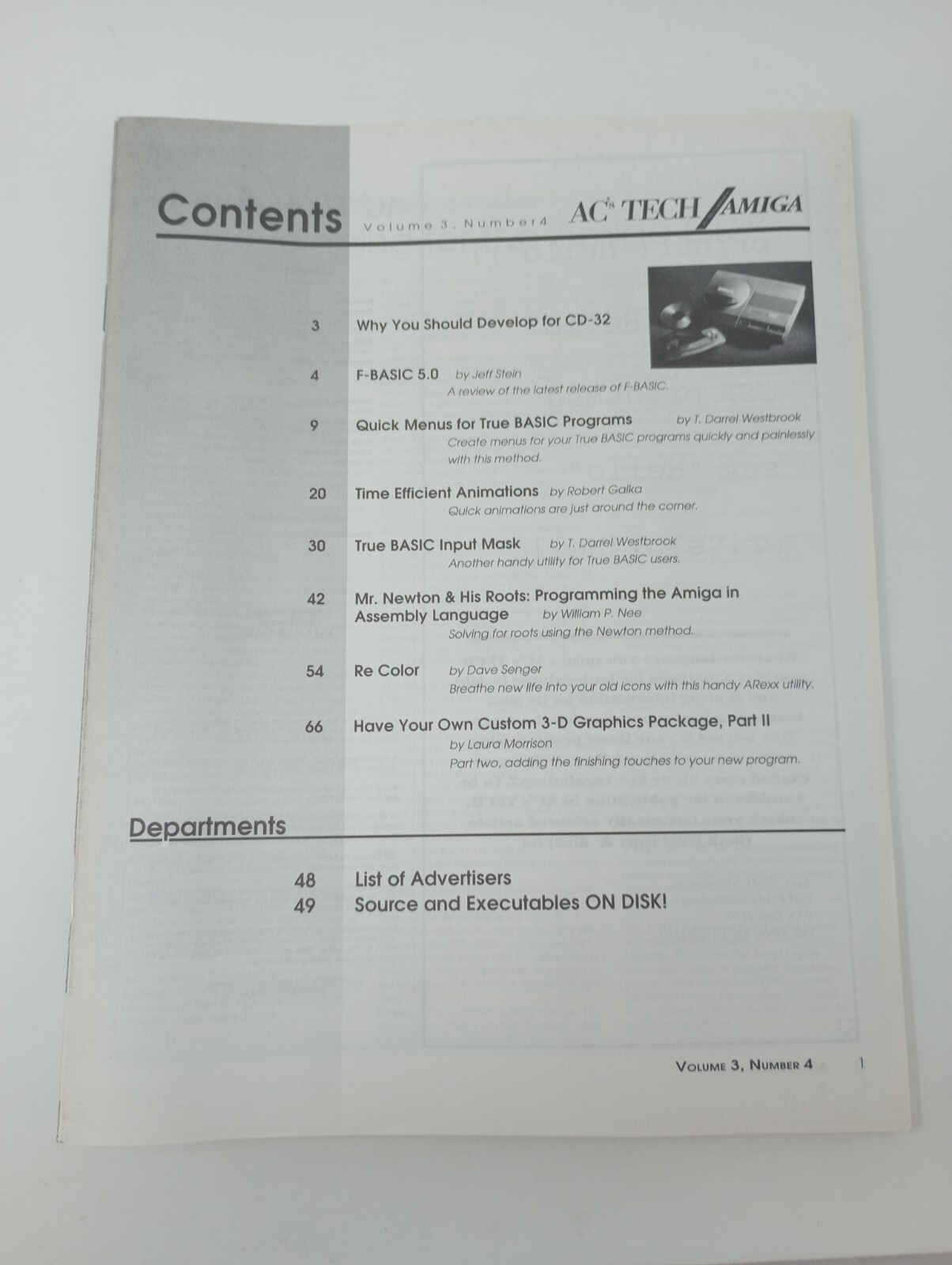 AC's Tech Amiga Computer Magazine Volume 3, Number 4 w/Sealed Disk NO COVER Read