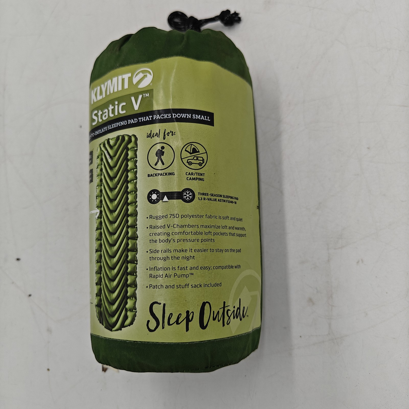 Klymit Static V Lightweight Sleeping Pad Green New NIB