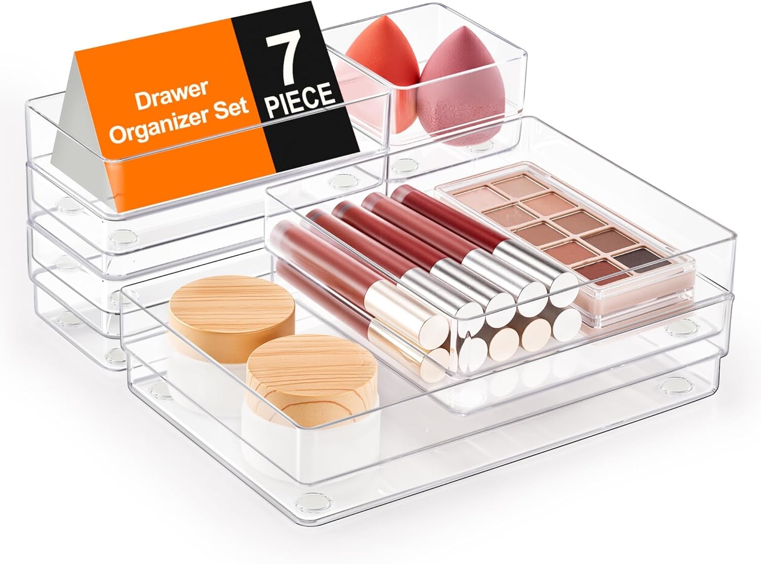 Non-Slip Silicone Pads, 4-Size Desk Drawer Organizer Trays Storage