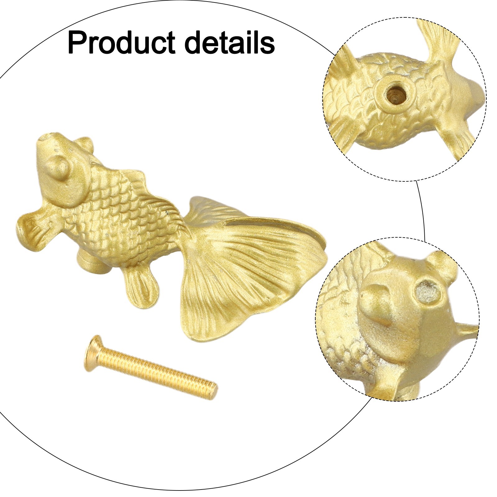 Striking Goldfish Patterned Cabinet Handle Knobs Solid Brass Construction