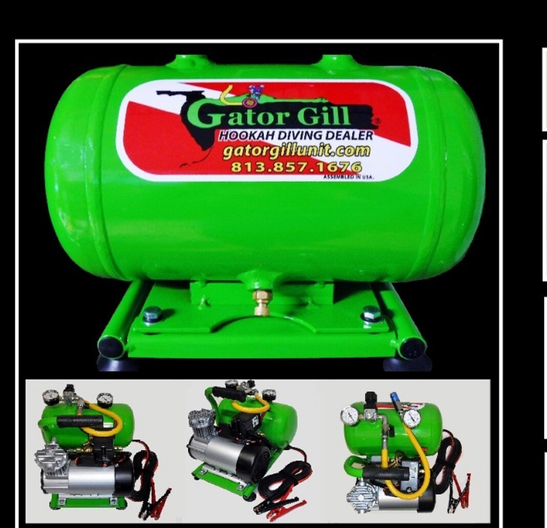 Hookah diving 12-volt 2 diver Elite series compressor & float w/dual 25' hoses