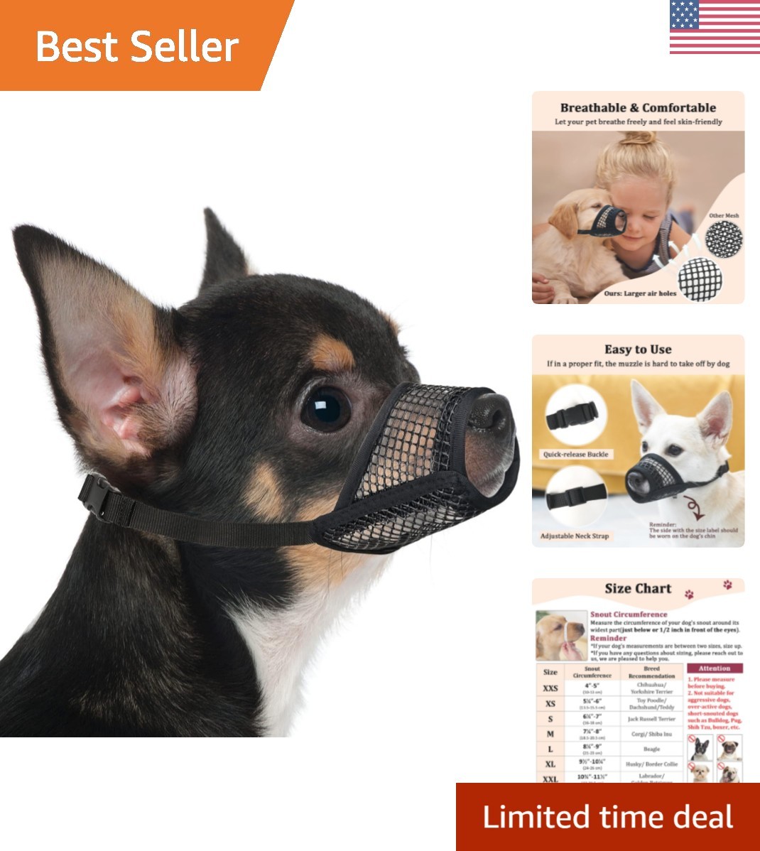 Lightweight XXS Dog Muzzle for Small Breeds - Ideal for Grooming & Vet Visits