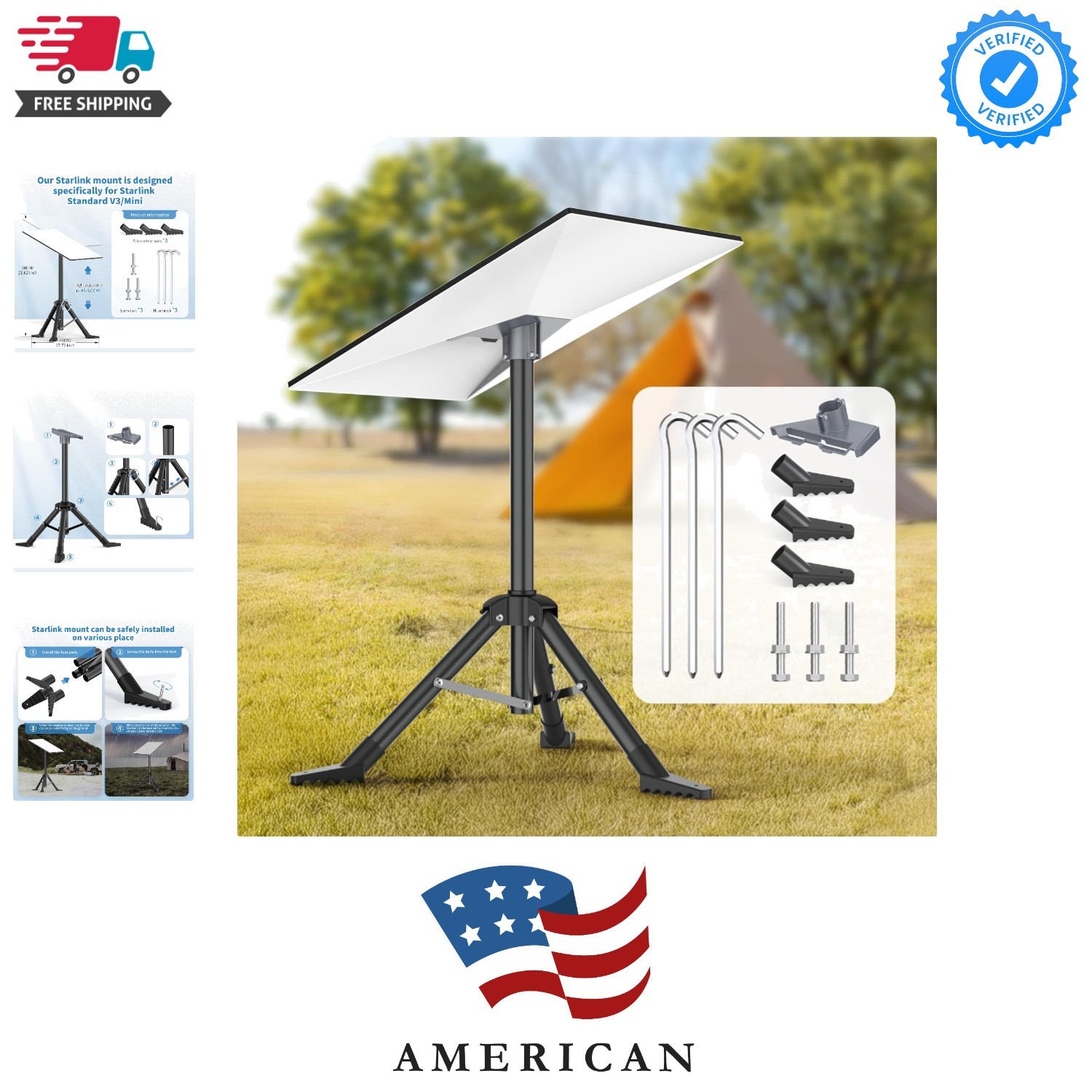 Tripod Stand for Starlink Standard Gen 3/ Standard 4/ Standard 4 X with Pipe ...
