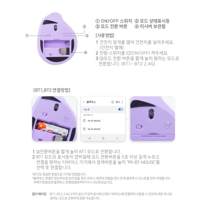 Pokemon Genuine Ditto Pikachu Bluetooth Vertical Mouse 2.4Ghz Wireless Mouse.