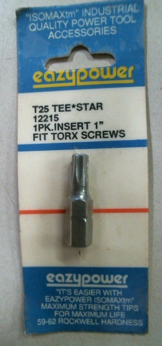 EazyPower 12215, T25 Tee Star Insert 1" Fit Torx Screws FREE SHIPPING