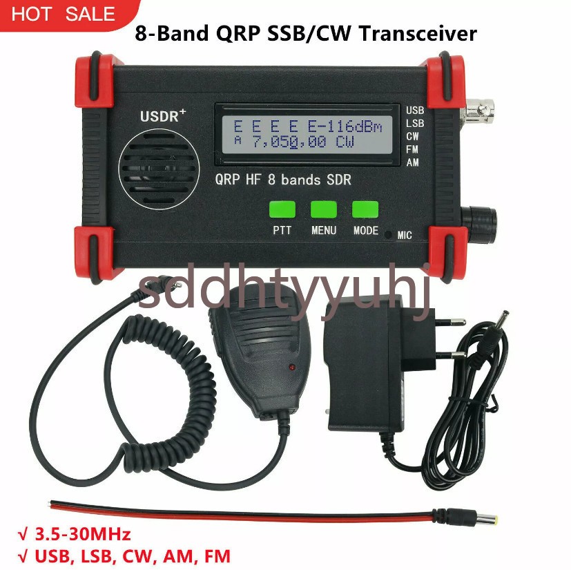 Handheld USDX HF QRP SDR Transceiver SSB/CW 8-Band 5W DSP SDR +Battery+ Mic