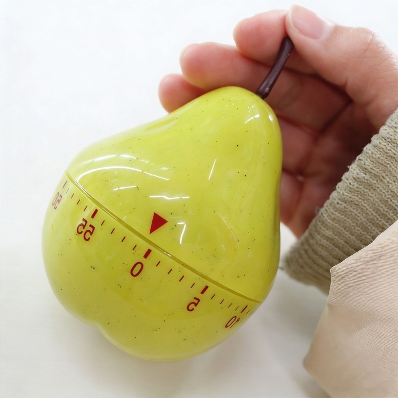 Accurate 60Minute Pear Shaped Timer Mechanical Operation Kitchen Reminder