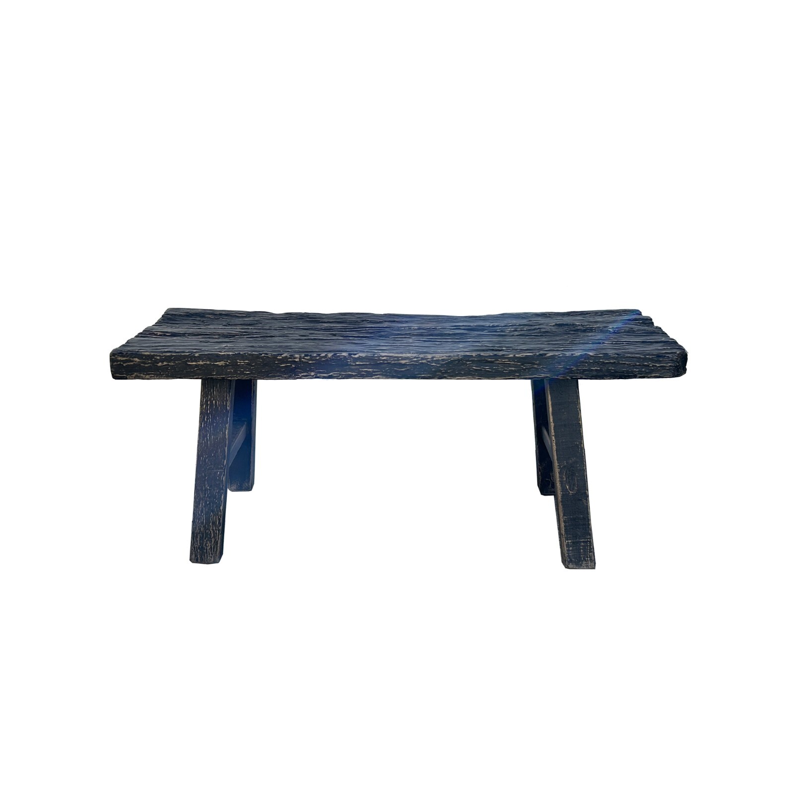 Distressed Rustic Black Rough Grain Flat Wood Bench Table ws4543