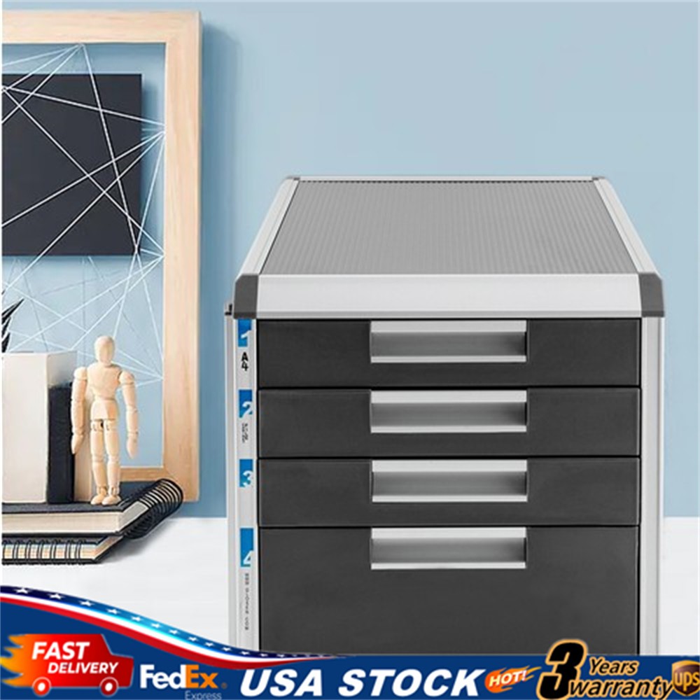 4Drawer File Cabinet with Lock,Office Desktop Locking Filing Cabinet Storage Box