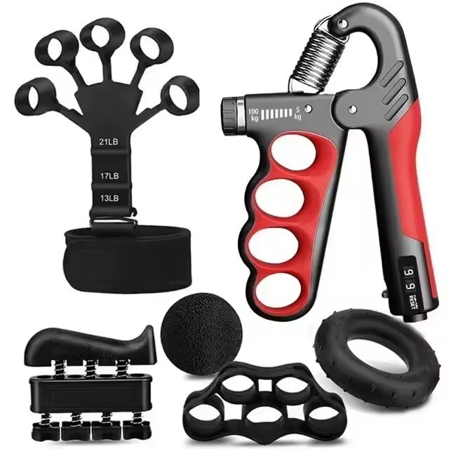 6in1 Hand Grip Strengthener Kit 5-100kg Adjustable Wrist Forearm Finger Exercise
