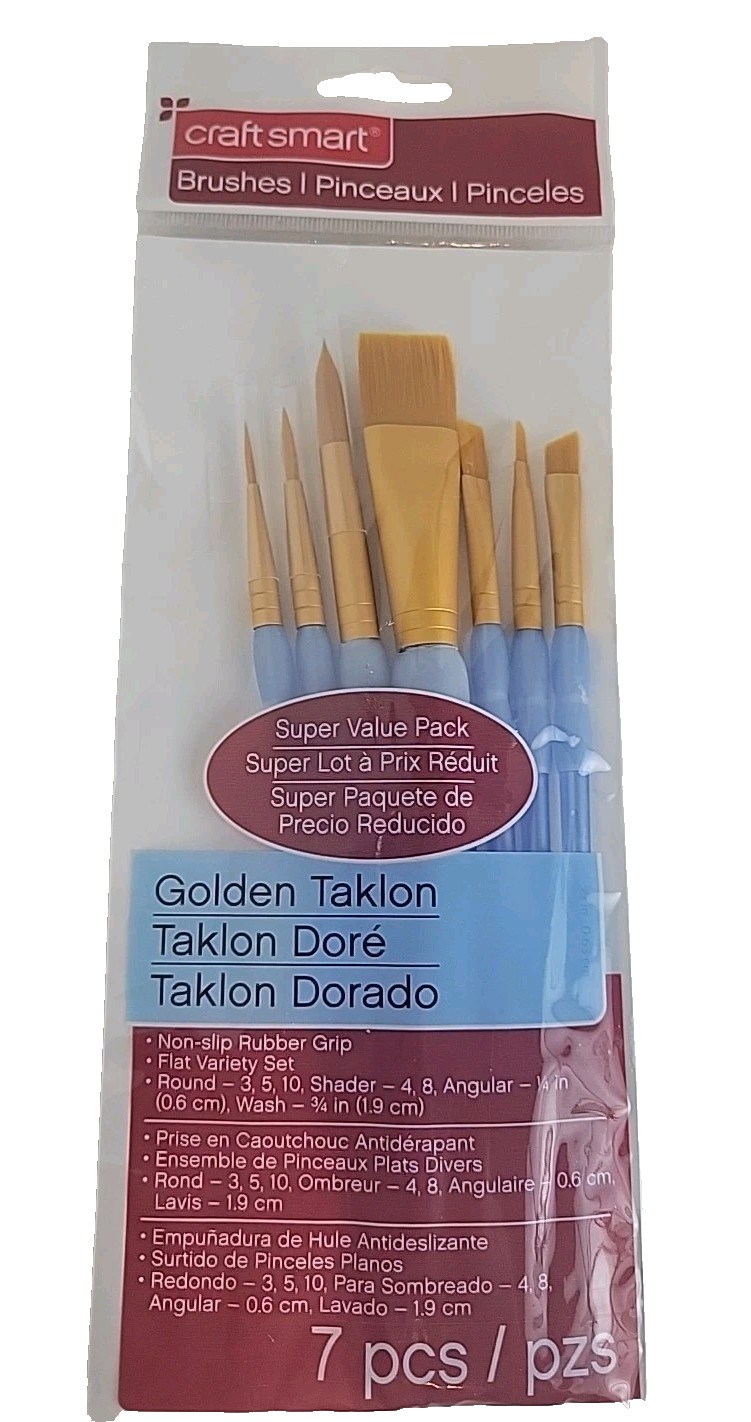 Craft Smart® Brushes for Acrylic & Watercolor w/Non-Slip Rubber Grips (7pc) -NEW