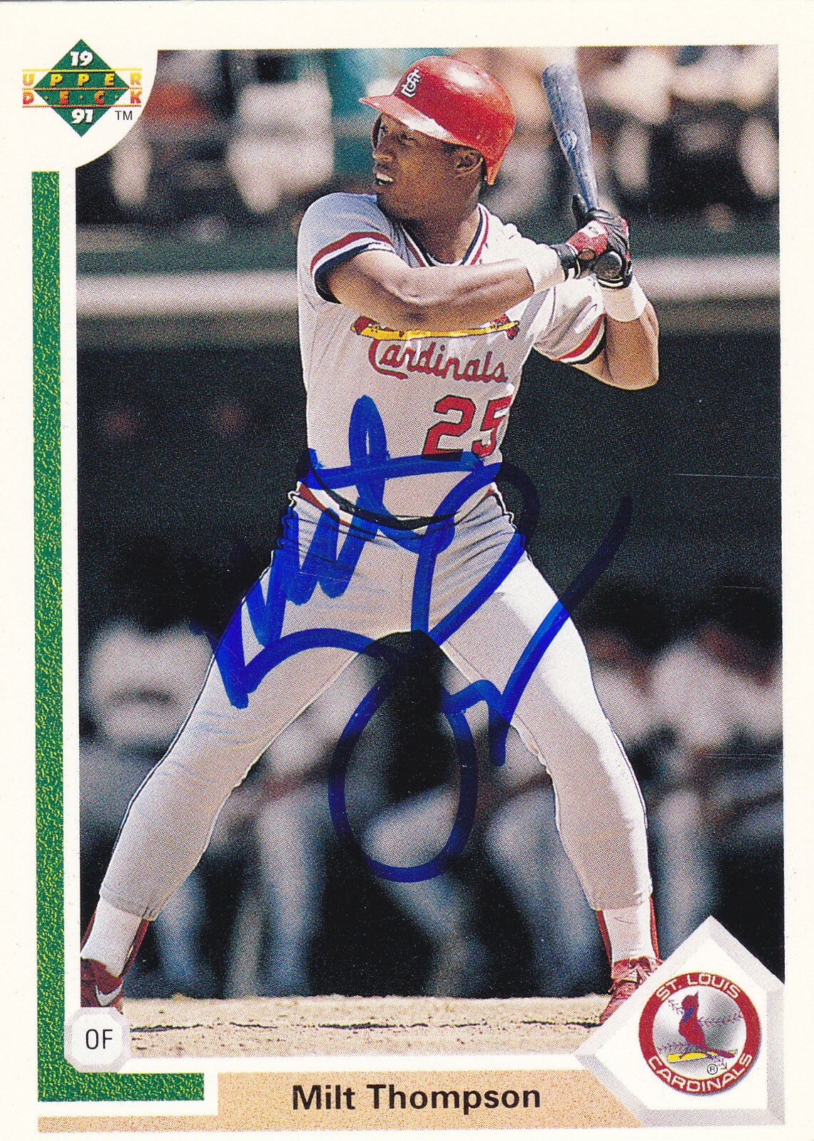 MILT THOMPSON ST LOUIS CARDINALS SIGNED CARD PHILLIES BRAVES DODGERS ROCKIES