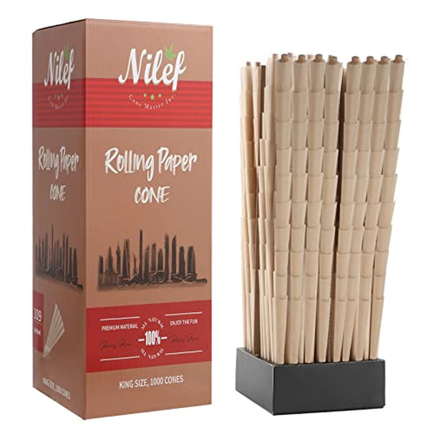 Pre Rolled Cones King Size 1000 Pack | Nature, 109mm/26mm | Bulk Pre Rolled C...