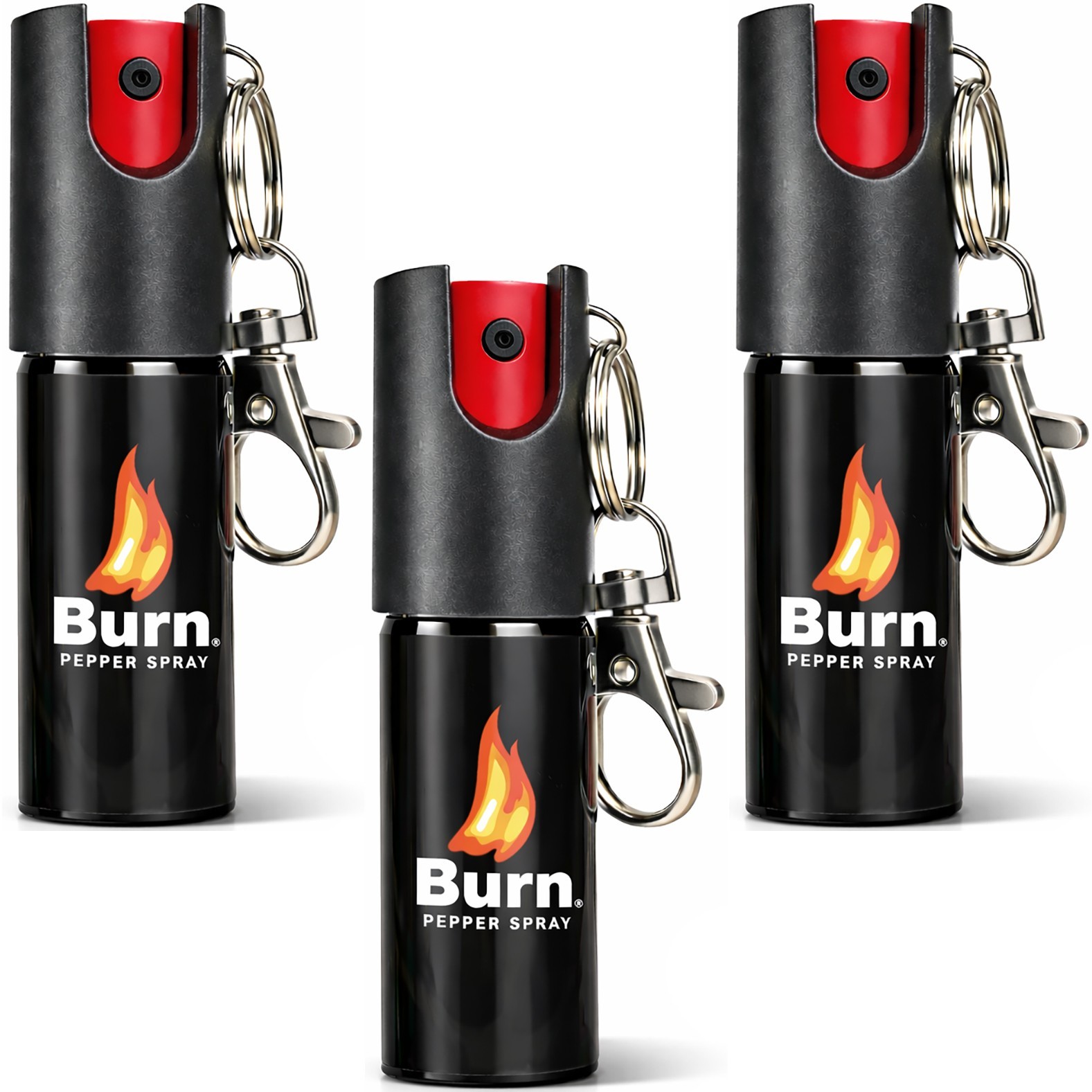 3 Pack BURN Pepper Spray 1/2oz Police Strength Security Self Defense Keychain