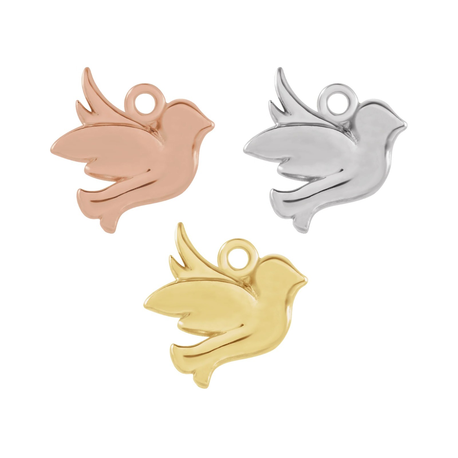 10K 14K 18K Gold, Platinum & Silver Right Bird Dangle