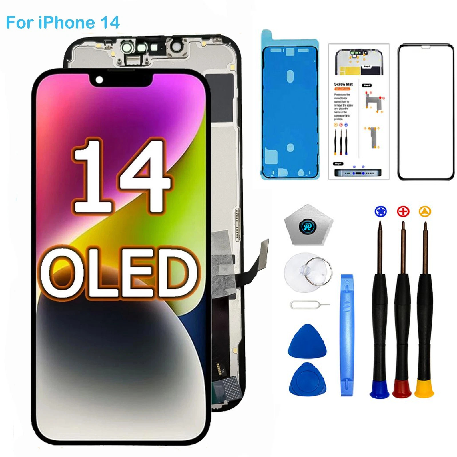 For iPhone 14 OLED Premium Display Touch Screen Replacement Digitizer Assembly