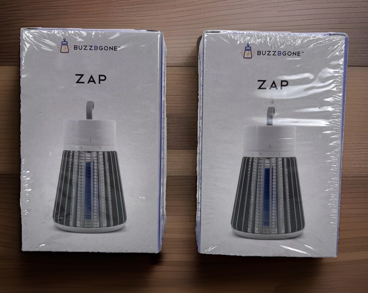 2 pk Buzz B Gone Zap Portable LED Light Bug Mosquito Zapper 360° Rechargeable!