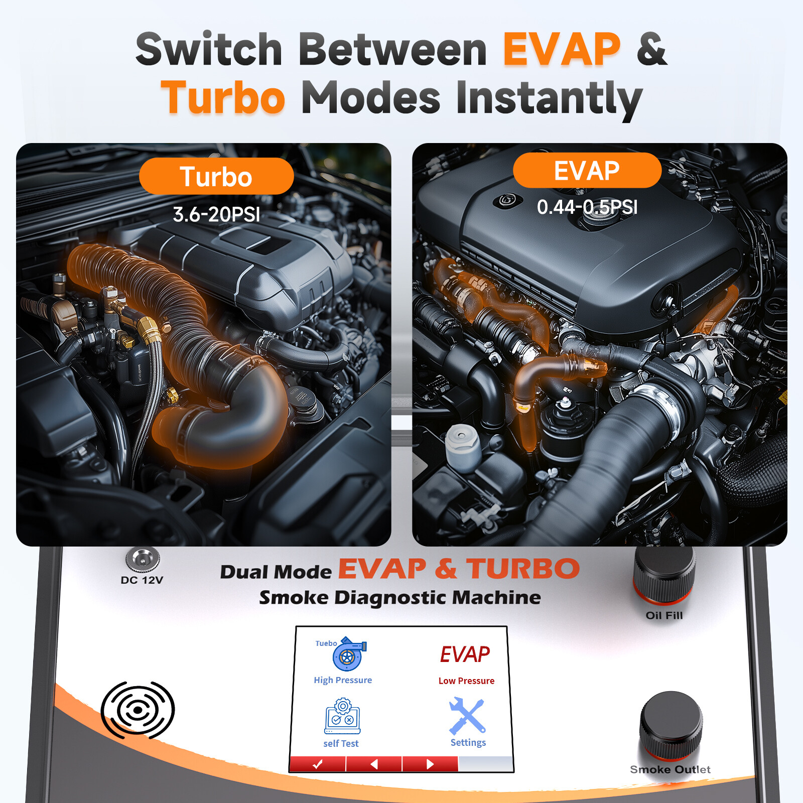 Dual Mode Smoke Machine FOXWELL ST2000 for EVAP & Turbo Diagnostics