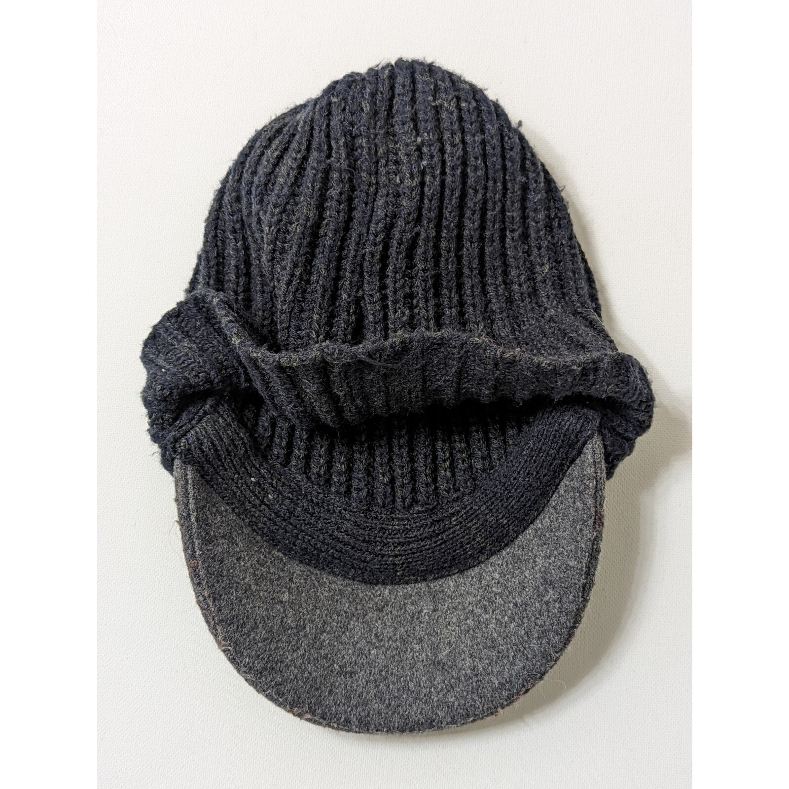 Cotton On Navy Gray knitted beanie hat with brim