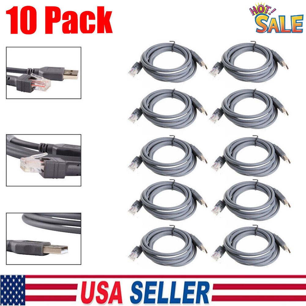 10 Pack CBA-U01-S07ZAR 6FT USB Cable Barcode Scanner Cord For Symbol LS2208 USA