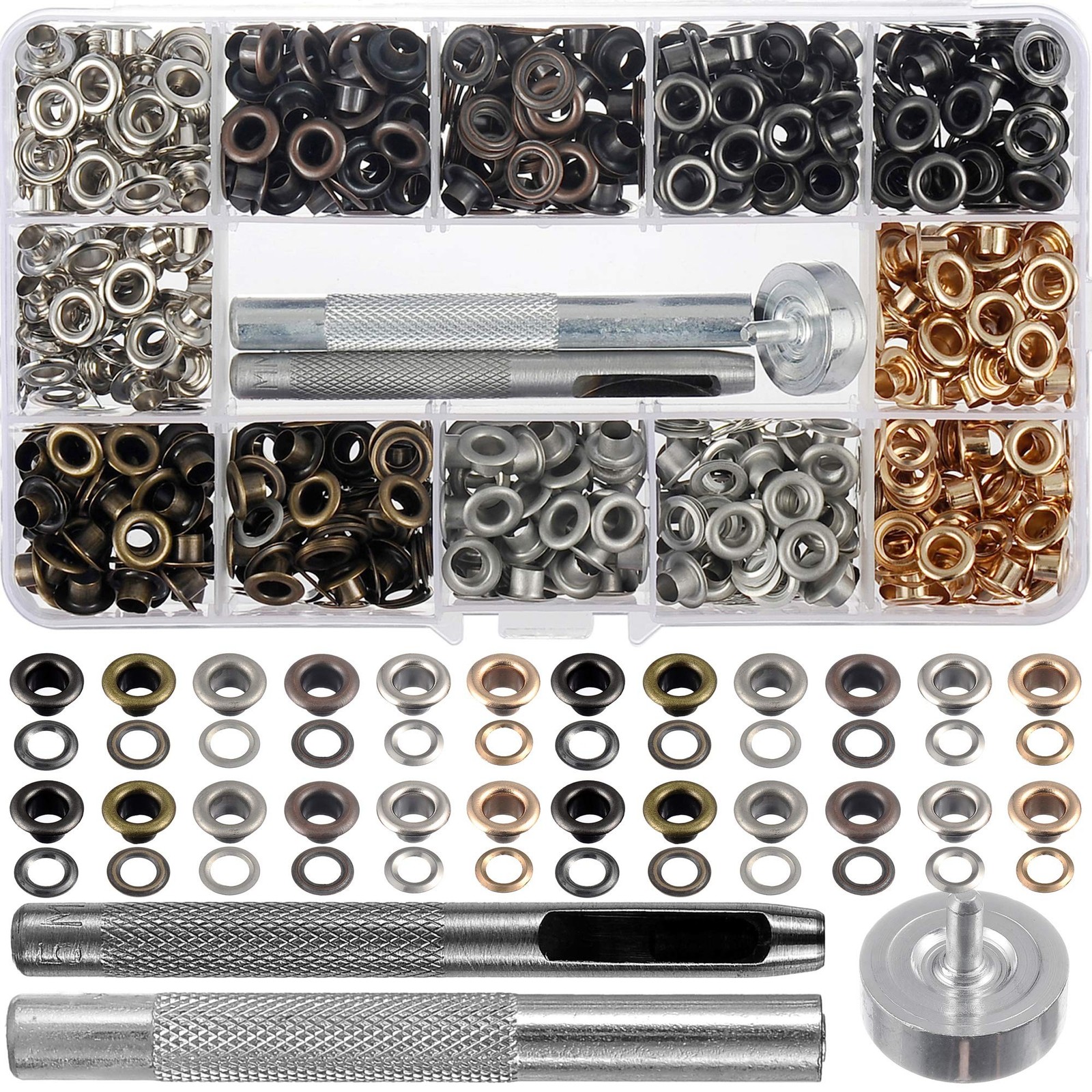 480 Sets Grommet Kit for Fabric Mixed Color Eyelets Set for Leather with Inst...