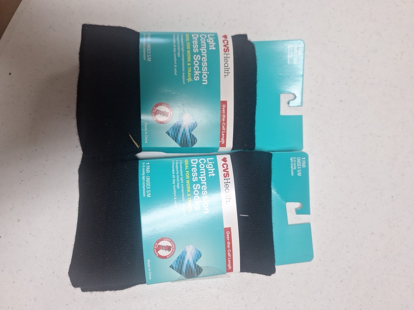 Lot Of 2 CVS Light Compression Dress Socks Over-the-Calf Length Black Size S/M