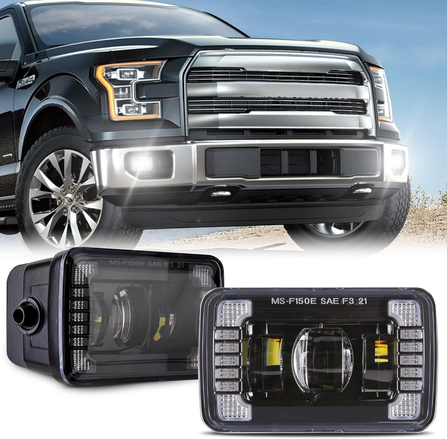 LED Fog Lights Assembly DRL Bumper Driving Fog- for 2015-2020 F150-with Halo