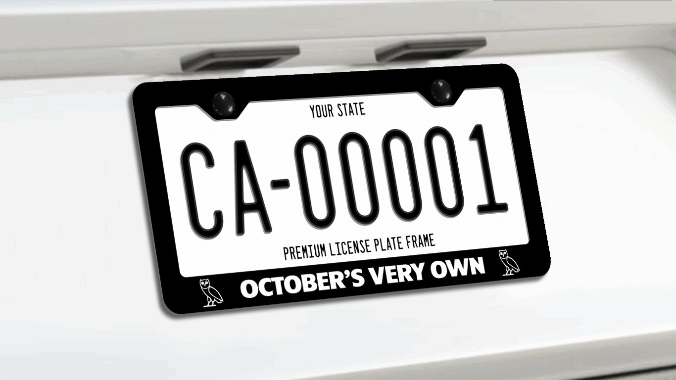 October's Very Own OVO License Plate Frame - Black PREMIUM Powder Coated Metal