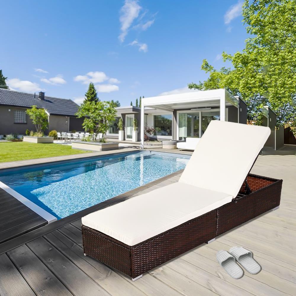Outdoor Wicker Rattan Sunloungers Recliner Sun Bed Lounger Pool Garden US