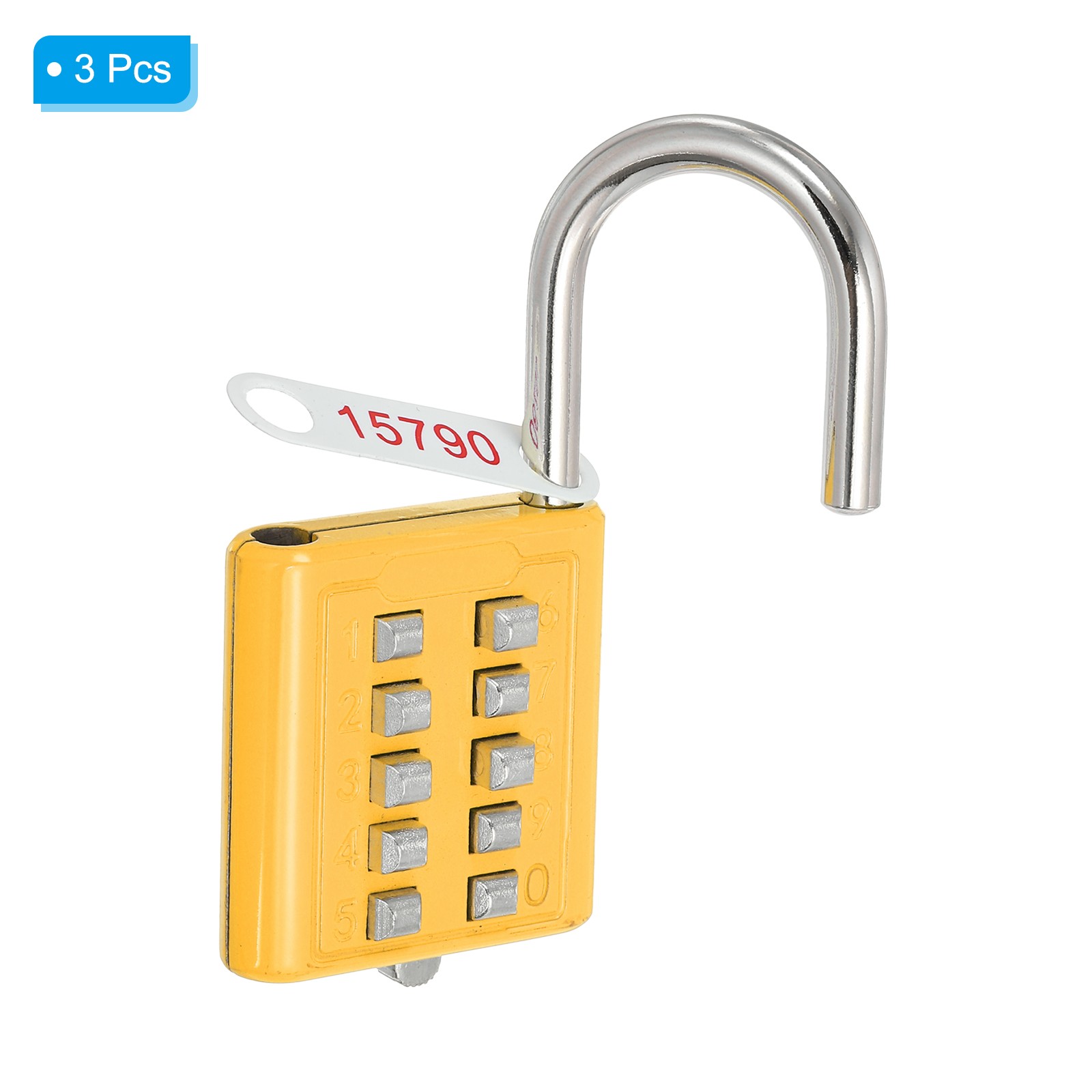 10 Digit Button Combination Padlock 3pack 5 Digit Locking Mechanism Lock Yellow