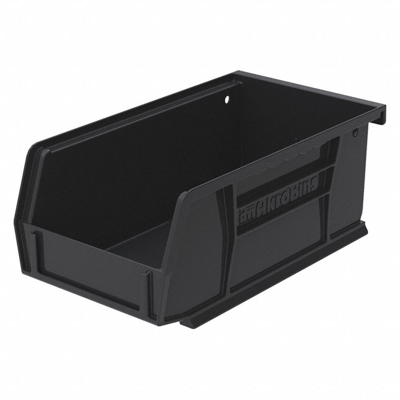 Akro-Mils 30220Black Black Hang And Stack Bin, 7-3/8"L X 4-1/8"W X 3"H
