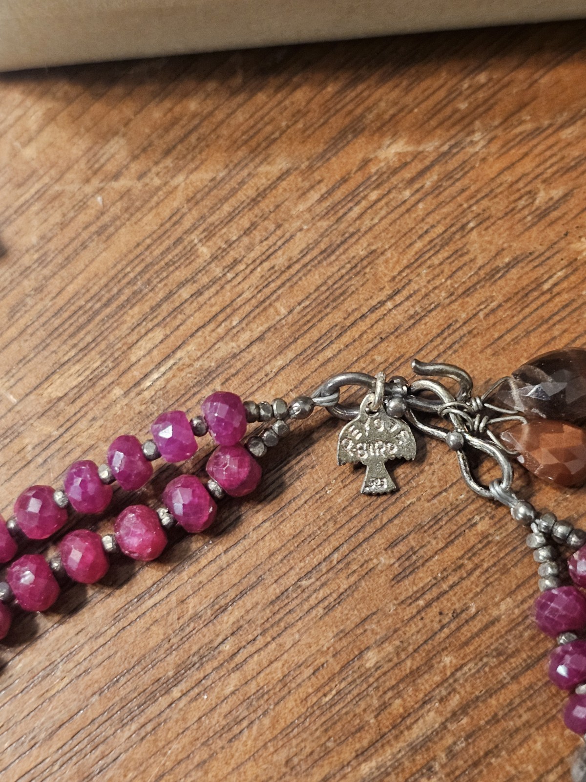 Sundance Catalog Peyote Bird Bracelet Labradorite Ruby Beaded Sterling Silver