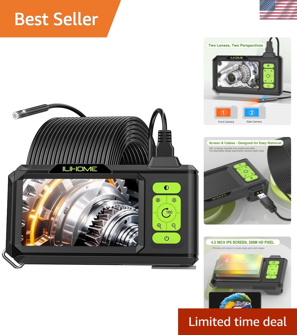 Dual Lens 1080P Waterproof Borescope - 4.3