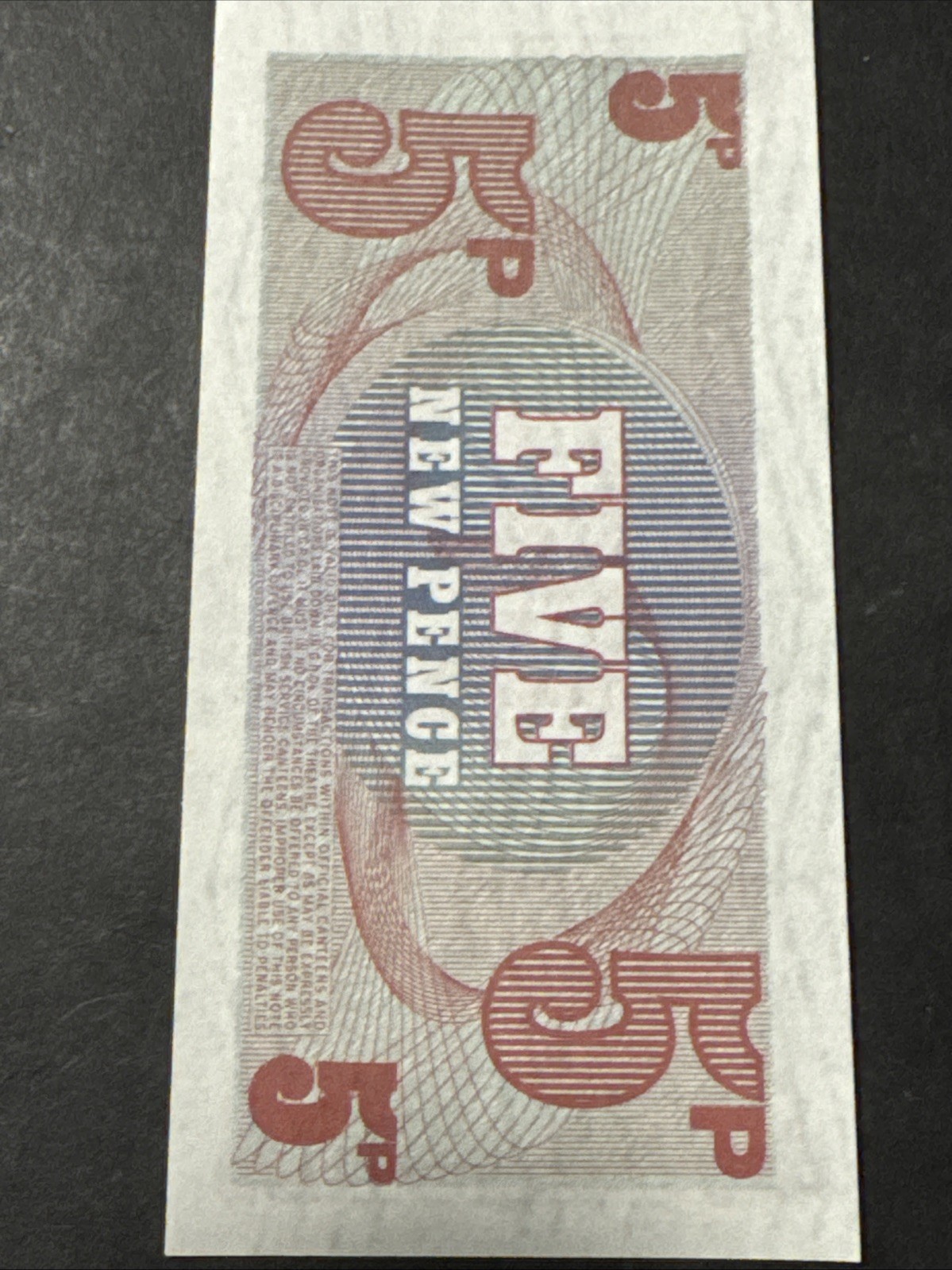 British Armed Forces Five 5 New Pence Military Payment Certificate Note