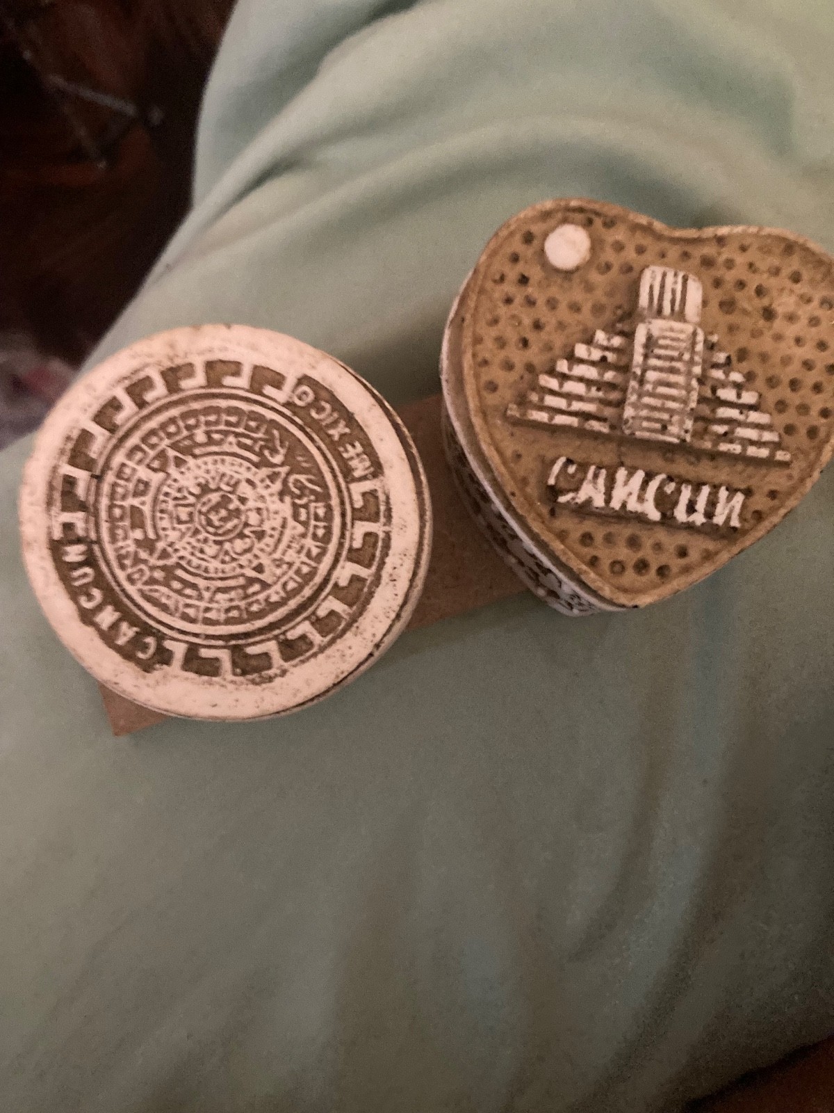 Heart shape and round Little Trinket Box Made In Mexico.