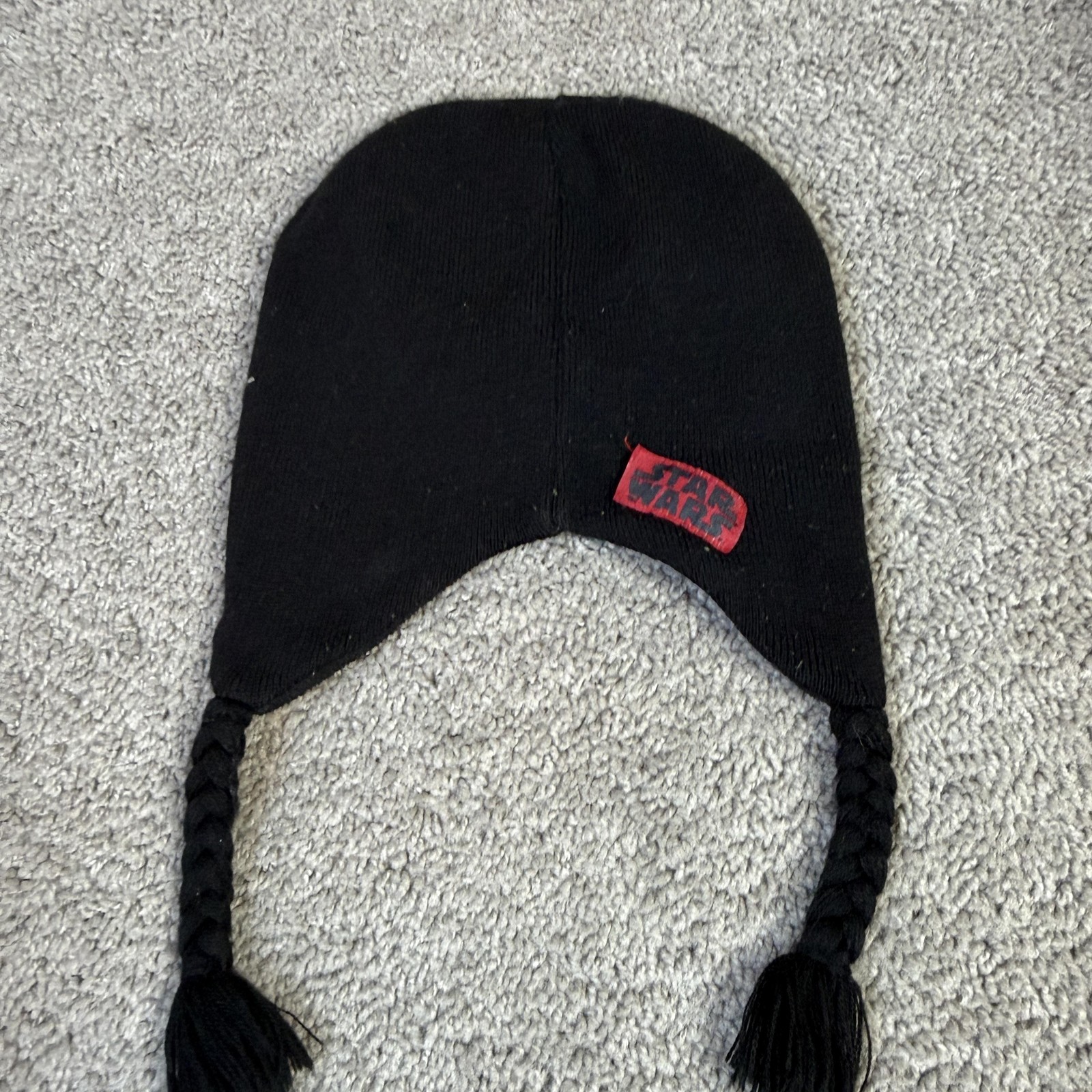 Star Wars Hat Trapper Boys One Size Black Darth Vader Ear Flap Knit Fleece-Lined