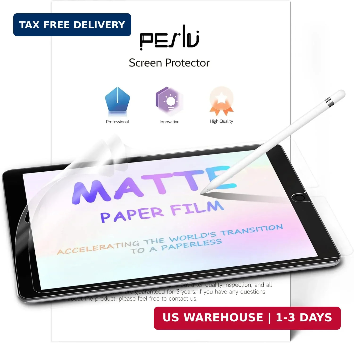 2 Pack Like Paper Screen Protector for iPad 9th/8th/7th 10.2''(iPad 7/8/9th）